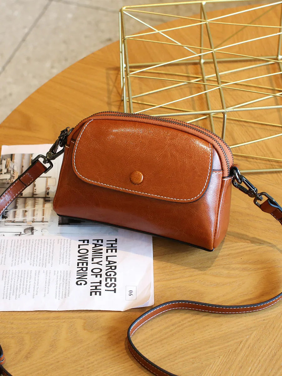 mini small genuine leather vintage bag Crossbody Bag luxury mobile phone shoulder bag  women mobile bag for women