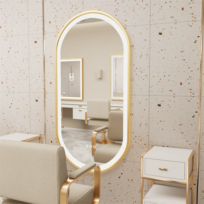 LUVODI Luxurious Oval LED Illuminated BathroomMirror AluminumFrame Defogging Demister Pad