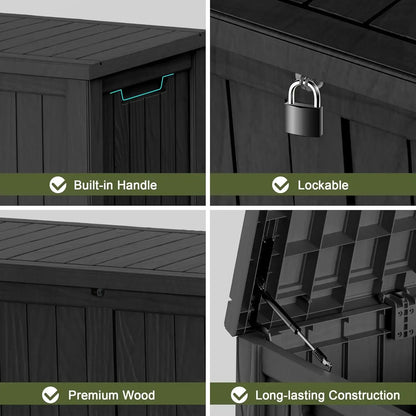 Waterproof Outdoor Resin Deck Box Lockable Storage for Patio Garden