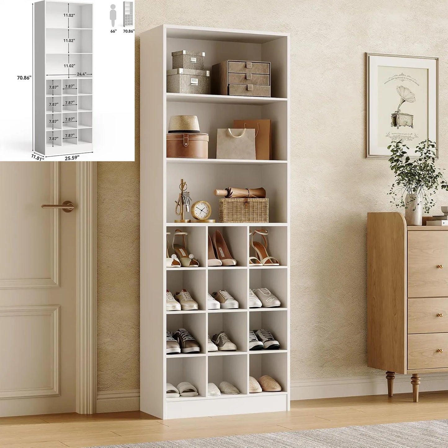 Little Tree 10 Tier Shoe Storage Cabinet Wooden Rack