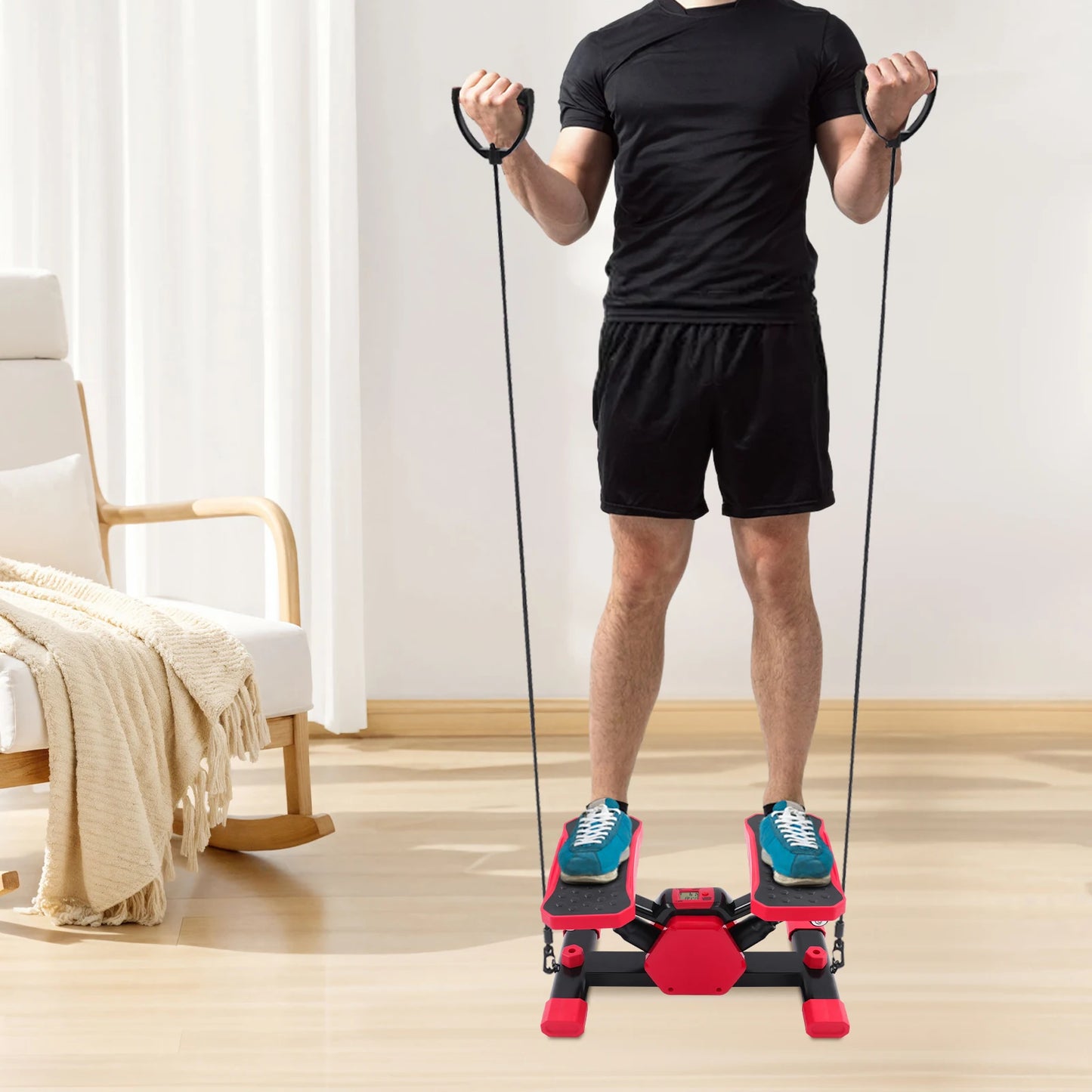 Portable Pedal Exerciser With Pull Ropes For Leg Arm Workouts
