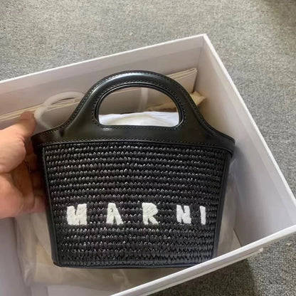 Elegant Mini Tote Bag With Leather Edges And Cutout Handle