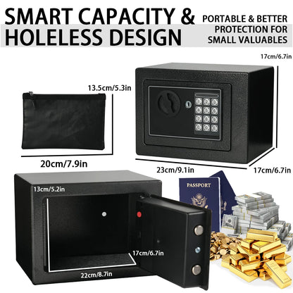 Ireproof Safes with Fireproof Money Bag Sensor Light Digital Keypad Home Safe Adjustable Shelf Security Safe
