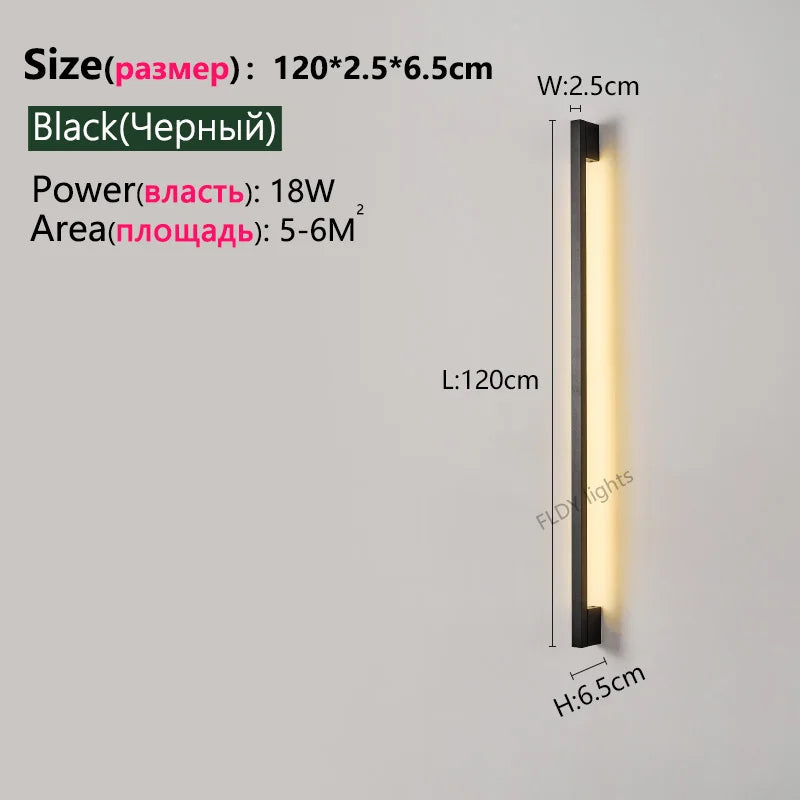Modern Minimalist Long Wall Lamp LED Wall Mounted Light Indoor Living Room Bedroom Background Lamp Home Decora Fixtures 110/220V