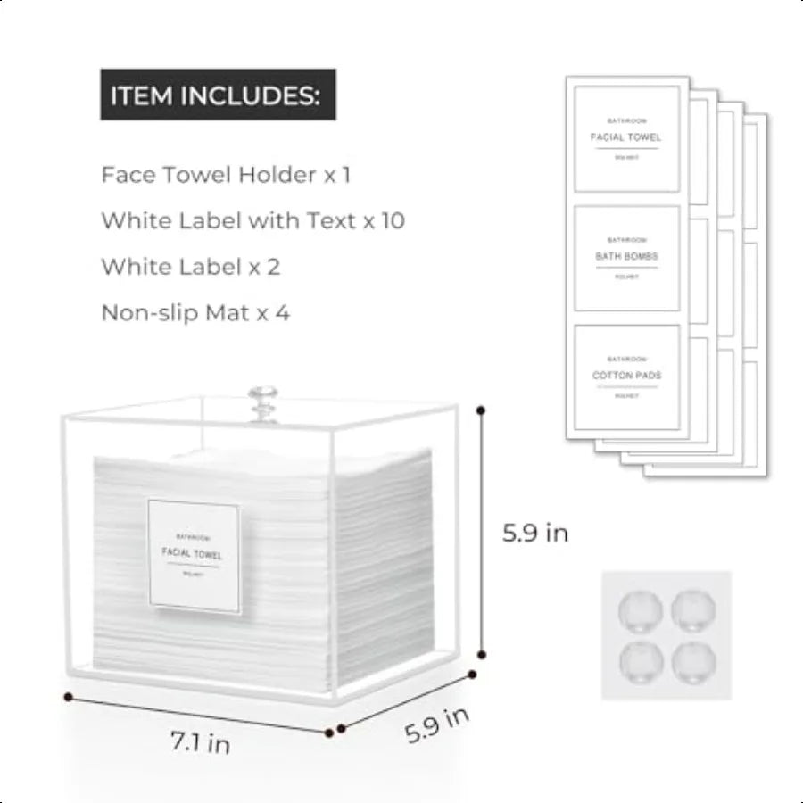 Face Towel Holder Acrylic Face Towelettes Storage Box Compatible with Clean Skin Club Clean Towel Face Towels Clear Skin Towel