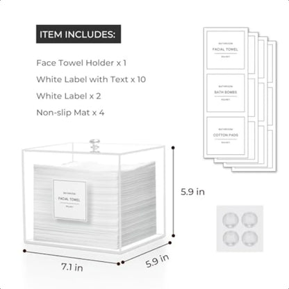 Face Towel Holder Acrylic Face Towelettes Storage Box Compatible with Clean Skin Club Clean Towel Face Towels Clear Skin Towel