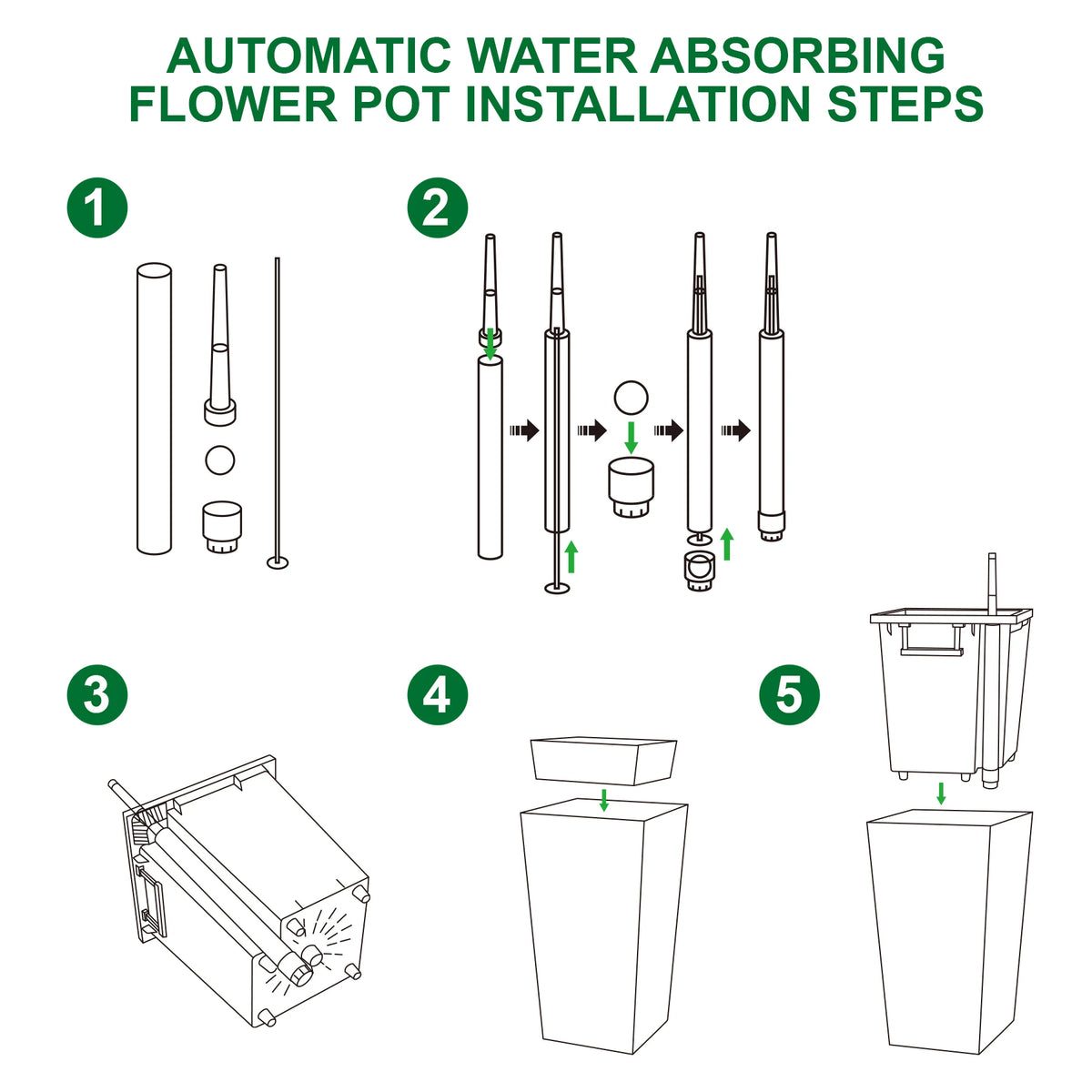 Self Watering Planter Set With Drainage And Water Level Monitor