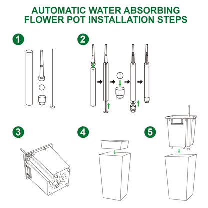 Self Watering Planter Set With Drainage And Water Level Monitor