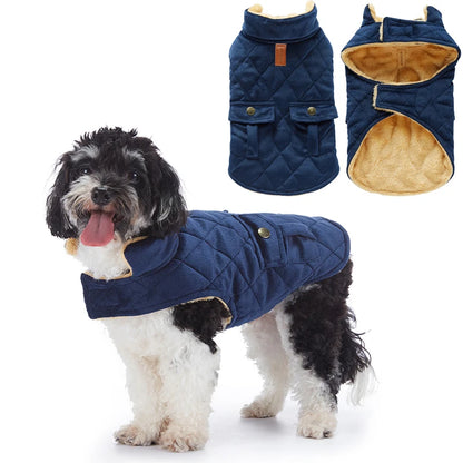 Winter Warm Plush Dog Jackets With Double Pockets For Small Medium And Large Dogs