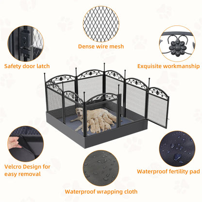 BINGOPAW 8 Panel Heavy Duty Dog Playpen Outdoor Indoor Waterproof Pad Training