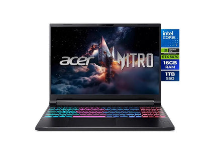Acer Nitro V 16S ANV16S-71-72KE, 16.0" WQXGA IPS 180Hz Display, Intel Core 7 processor 240H, NVIDIA GeForce RTX 5070 Laptop GPU, 16GB DDR5, 1TB PCIe Gen 4 SSD, Wi-Fi 6, Backlit Keyboard, Win 11 Home