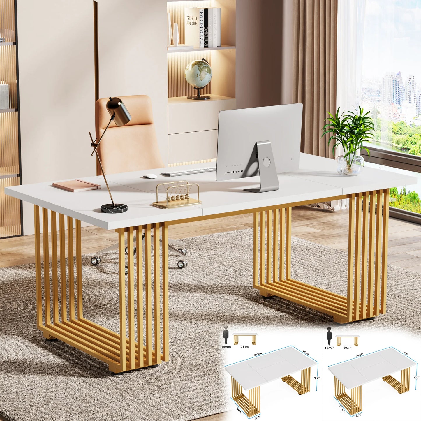 Tribesigns Modern Executive Office Desk With Metal Legs