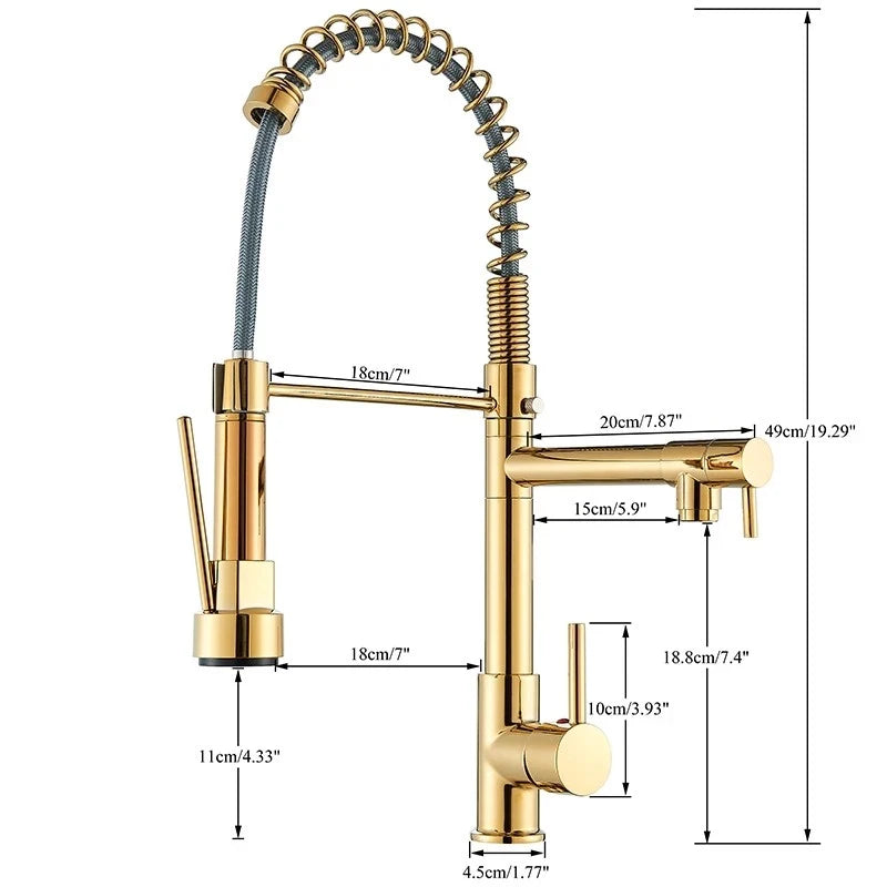 SHBSHAIMY Spring Kitchen Faucet Pull Down Dual Swivel Spout Hot Cold
