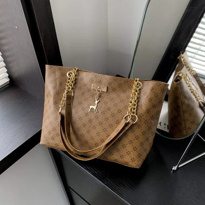 Soft Textured Tote Shoulder Bag With Tassel Hanging Accessory