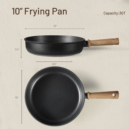 Titanium Nonstick Frying Pan Skillet, 10" Nonstick Fry Pan Without Glass Lid, Induction Compatible, Black