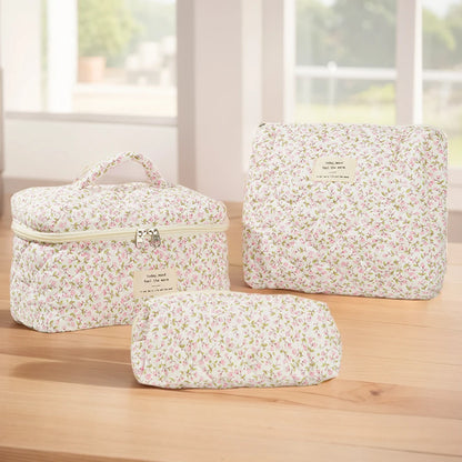 Shunmaii Quilted Makeup Bag Cosmetic Case Large Capacity