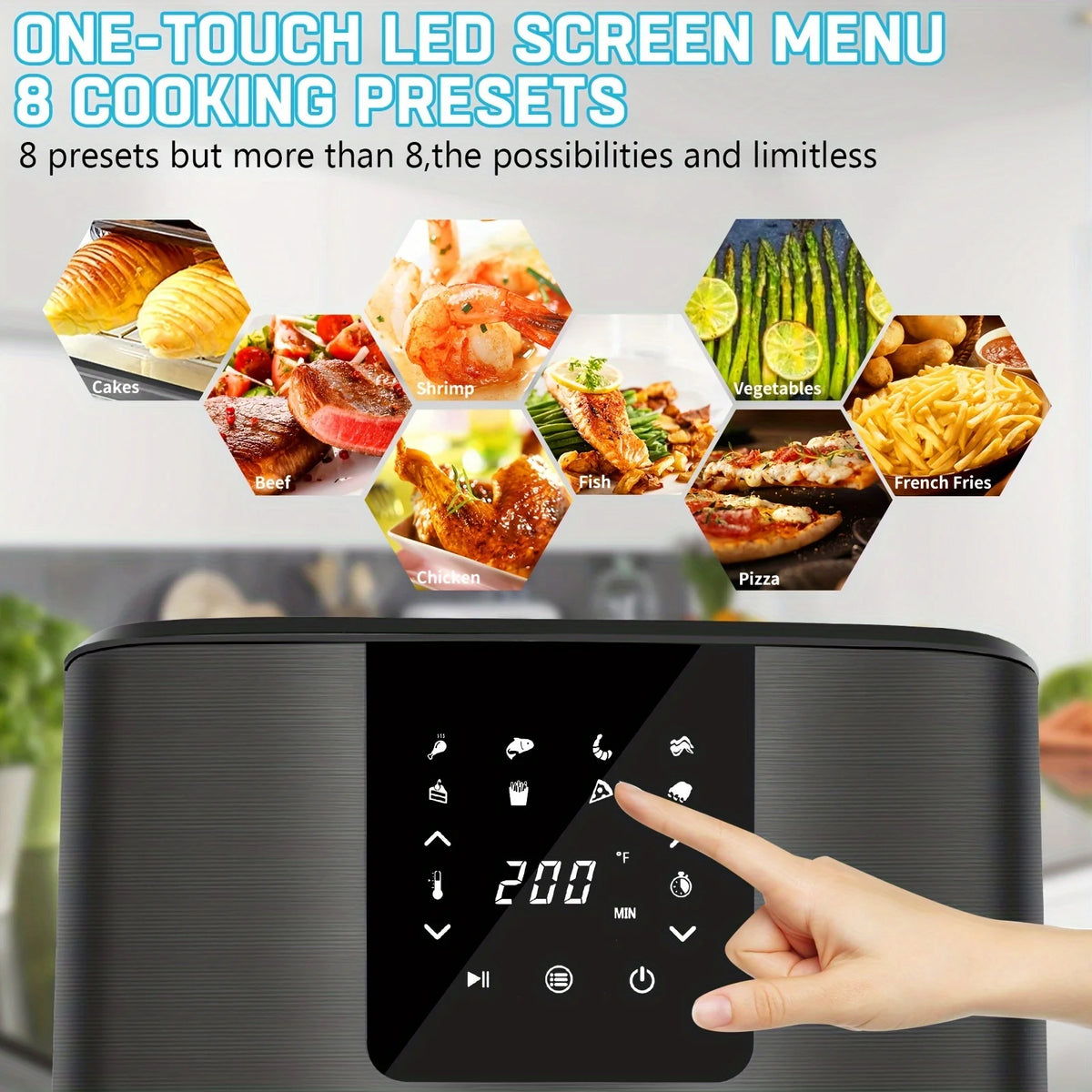 KitCook Digital Touchscreen Air Fryer With Eight Preset Cooking Modes