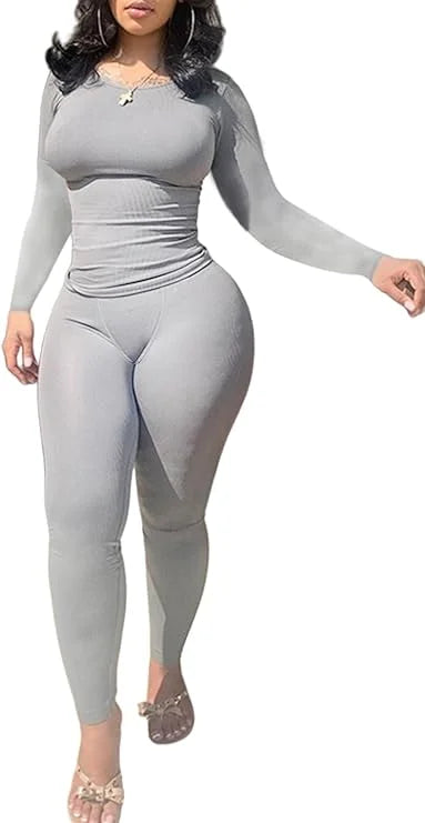 Women Clothing Long sleeves  and Leggings Set Exercise wear 2 Piece Set Women