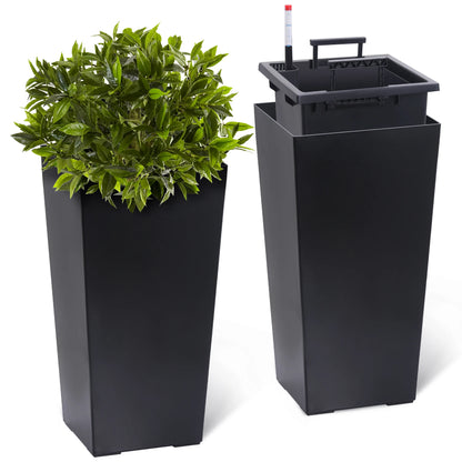 Self Watering Planter Set With Drainage And Water Level Monitor