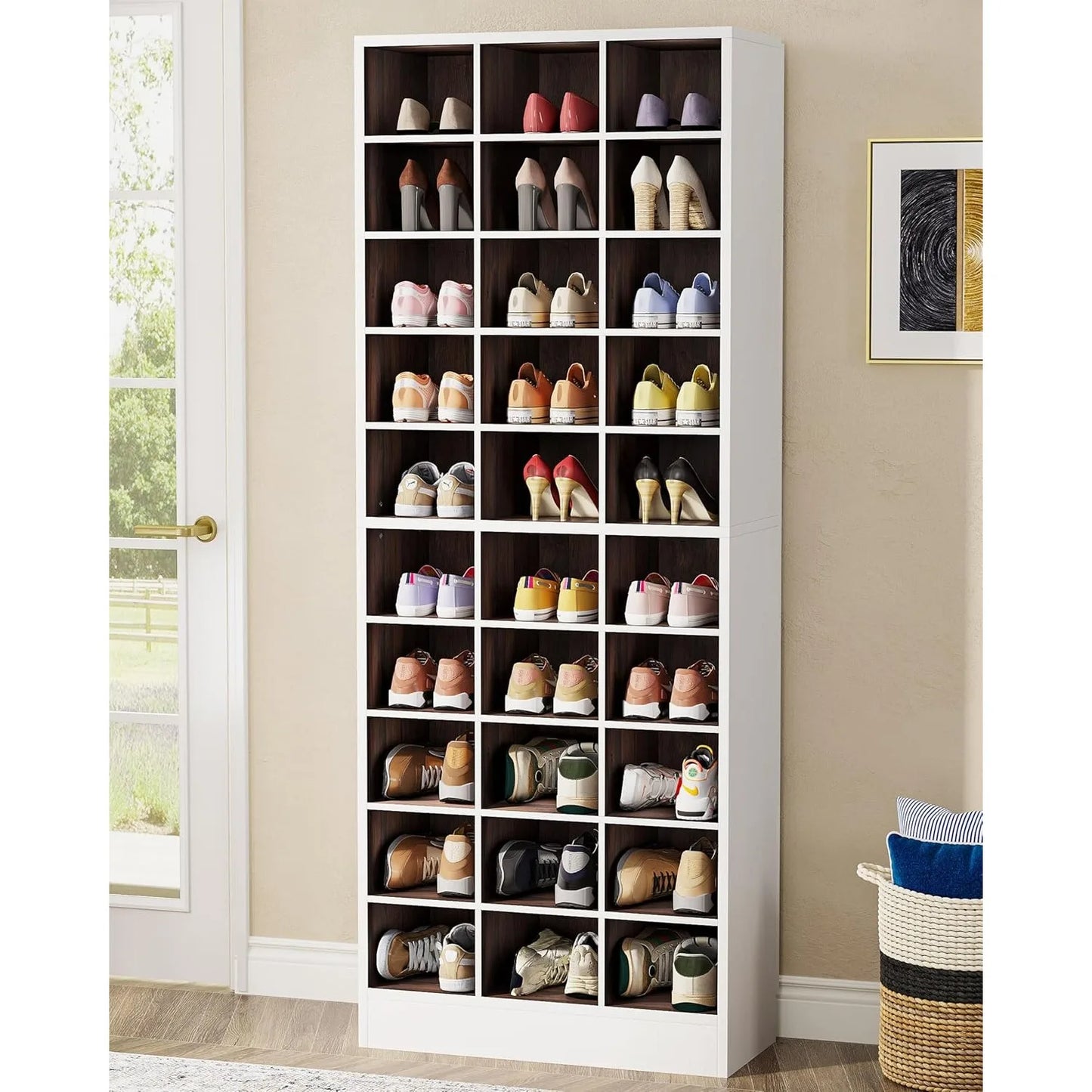 Little Tree 10 Tier Shoe Storage Cabinet Wooden Rack