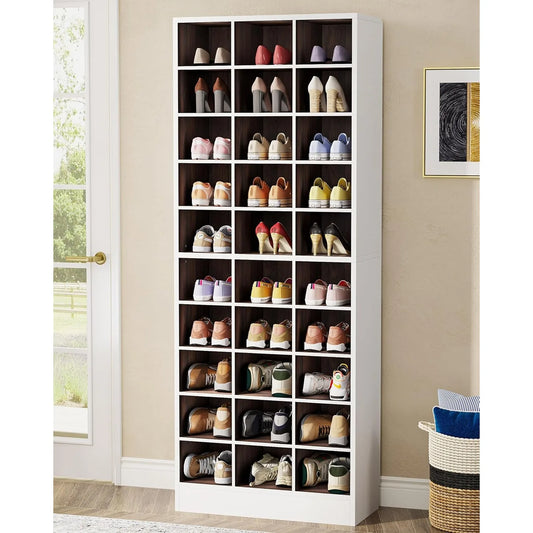 Little Tree 10 Tier Shoe Storage Cabinet Wooden Rack
