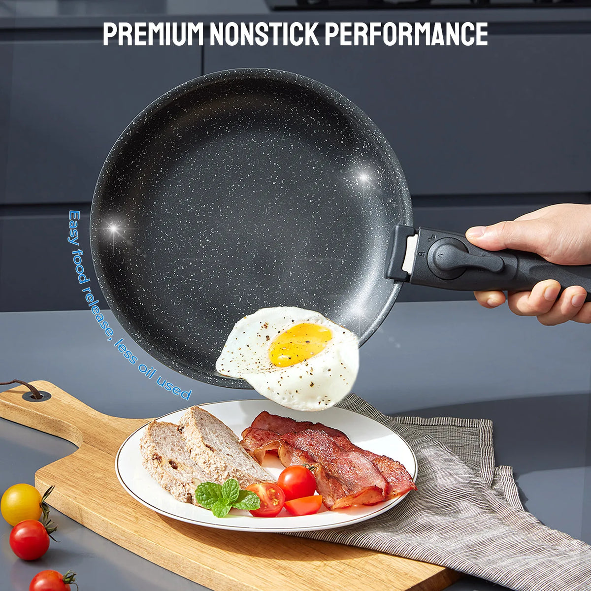 Induction Nonstick Cookware Set With Removable Handles