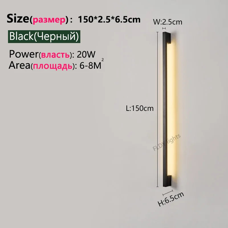 Modern Minimalist Long Wall Lamp LED Wall Mounted Light Indoor Living Room Bedroom Background Lamp Home Decora Fixtures 110/220V