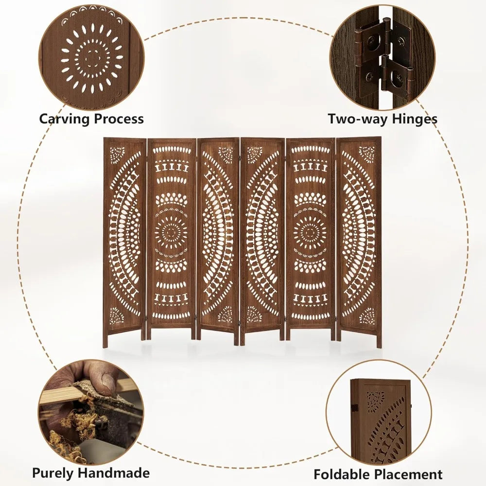 Hignconcerned Tung Wood Room Divider Privacy Screen