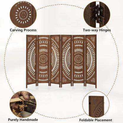 Hignconcerned Tung Wood Room Divider Privacy Screen