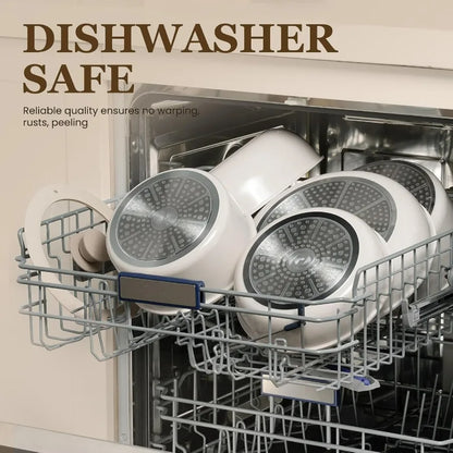 Ceramic Cookware Set, 20 Pack Nonstick Pots and Pans Set with Detachable Handles, Healthy Frying Pans, Induction Dishwasher Oven