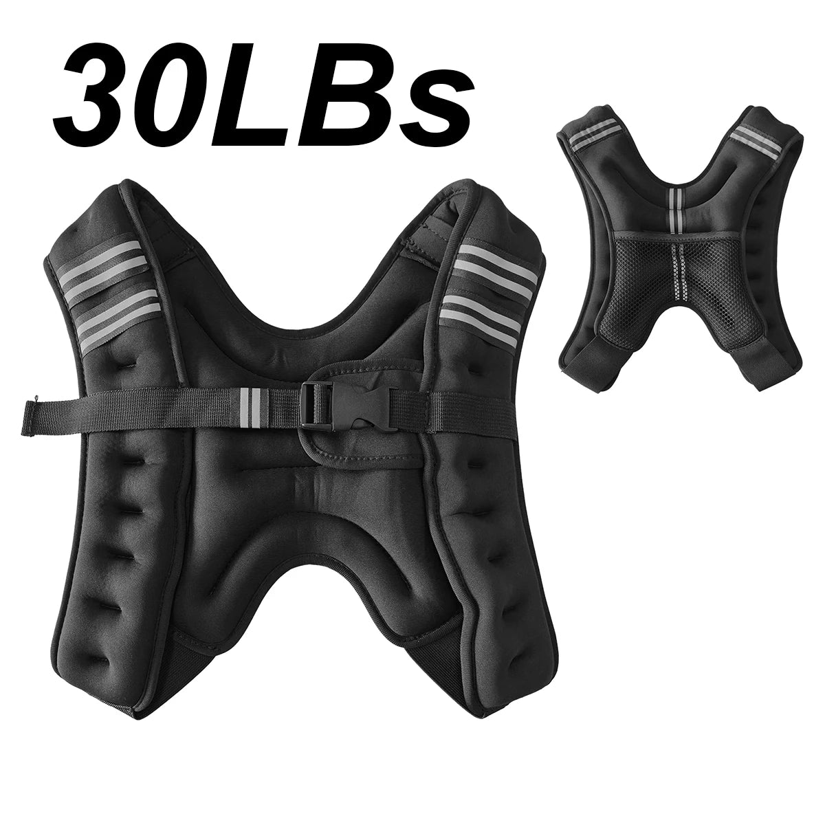 16LBs-30LBs Weighted Vest for Men Women, Soft Breathable Neoprene Running Vest with Reflective Strips, Large Mesh Storage Pocket & Padded Buckles for Fitness Training Workout