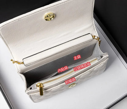 Luxury Geniunie Leather Sheepskin Diamond Lattice Handbag High Quality Metal Chain Clutch Wallet Purse Shoulder Bags for BC4-1