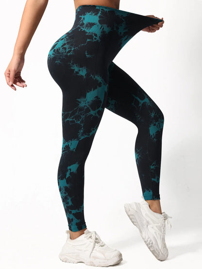 Women Seamless Tie Dye Yoga Leggings High Waist Fitness Sexy Fashion Leggings Running Butt Lifting Cycling Pants