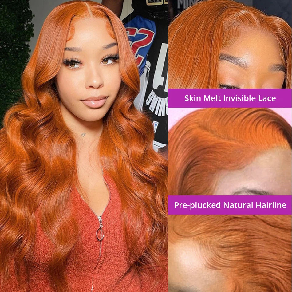 13x4 Body Wave Orange Ginger Lace Front Wigs Human Hair For Women 13x6 Hd Glueless Lace Frontal Wig 4x4 Closure Human Hair Wig