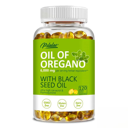 Pslalae Oregano Oil Softgels With Black Seed Oil For Digestion