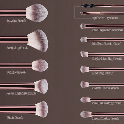 Soft Bristle Kabuki Blending Makeup Brush Set 13Pcs Foundation Eyeshadow Blush Cosmetic Tool Professional Salon Daily Facial Makeup Supply