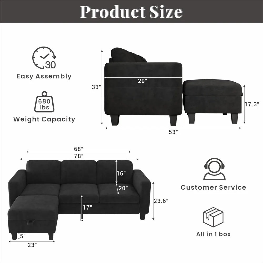 DAFIFY L Shaped Modern Sectional Sofa For Living Room
