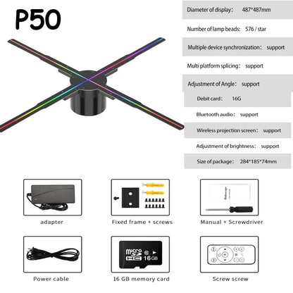 40-85cm 3D Fan Hologram Projector Wifi Control Remote Commercial Advertising Display Hologram Projector Transmit Picture Video