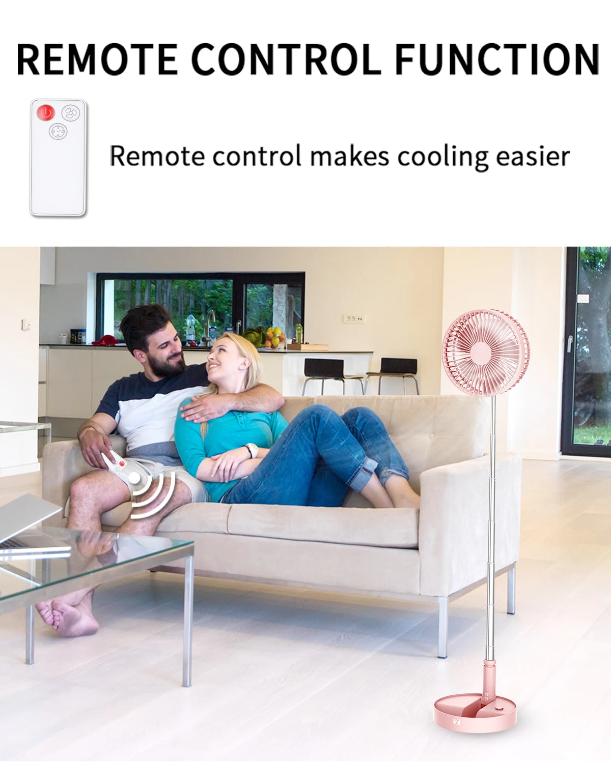 UN UNITEDTIME Remote Control Foldable Desk Fan Portable Table Fan