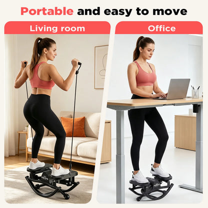3D Lateral Rocking Stepper With Resistance Bands For Body Workout