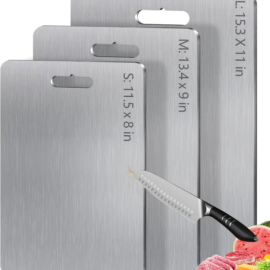 Cutting Boards for Kitchen Stainless Board 304 Steel Thickened Double Sided Food Grade Portable Fruit Meat Chopping