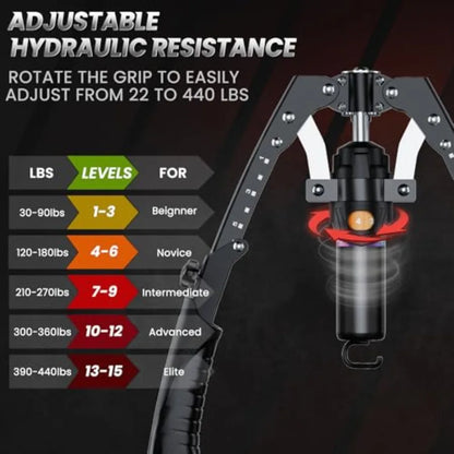 Twister Arm Trainer 3 in 1 Hydraulic Power Chest Workout Equipment with Ab Roller Wheels and Hooks Adjustable 22-440lbs Arm Tra