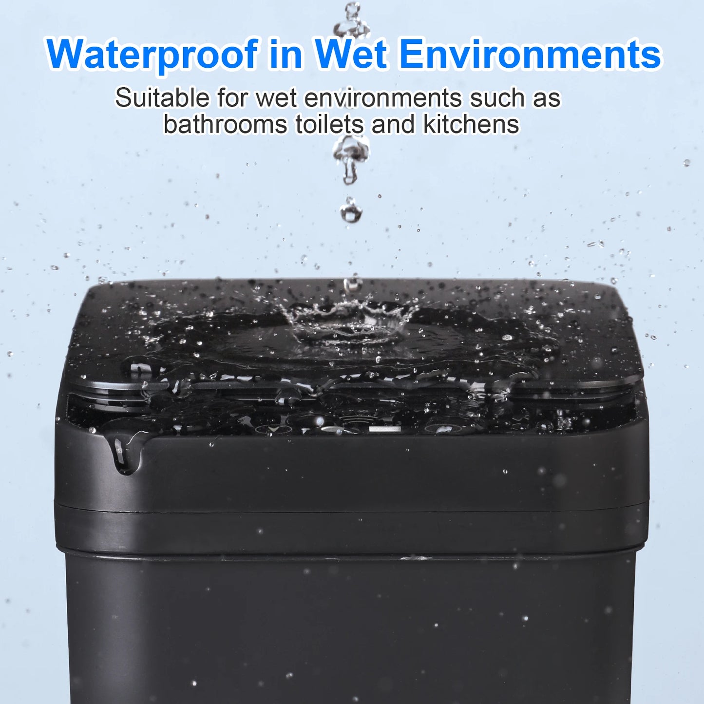 2 Pack 12L & 18L Automatic Trash Can Bathroom Touchless Motion Sensor Garbage Can with Lid for Bedroom living Room Kitchen Black