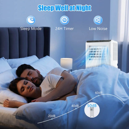 8000 BTU Portable Air Conditioner 3 -in-1 Air Cooler Dehumidifier Fan 24H Timer
