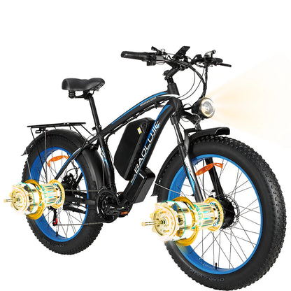 BAOLUJIE 2602 Ebike Peak 3000W Dual Motor Electric Bike 38MPH Electric Bicycle 26”*4” Fat Tire Mountain Bike for Adults off-road