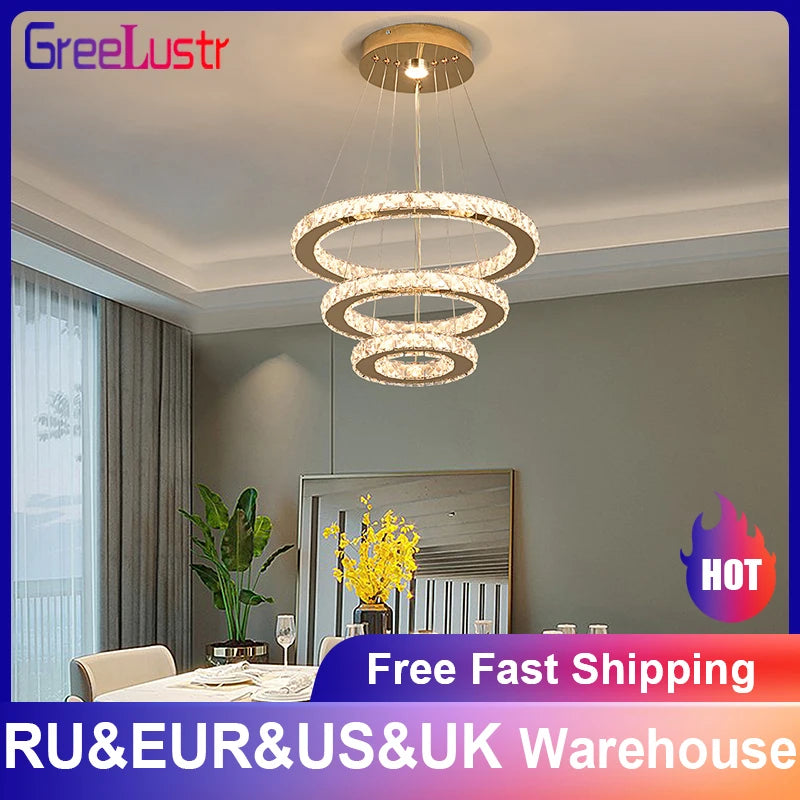 Vinilky Crystal Pendant Light With Remote Control For Living Spaces