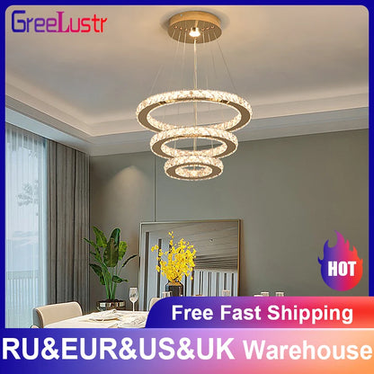 Vinilky Crystal Pendant Light With Remote Control For Living Spaces