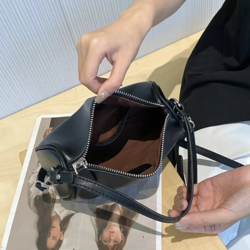 Ladies Genuine Leather Small Shoulder Bag Crossbody For Women With Zipper Pocket