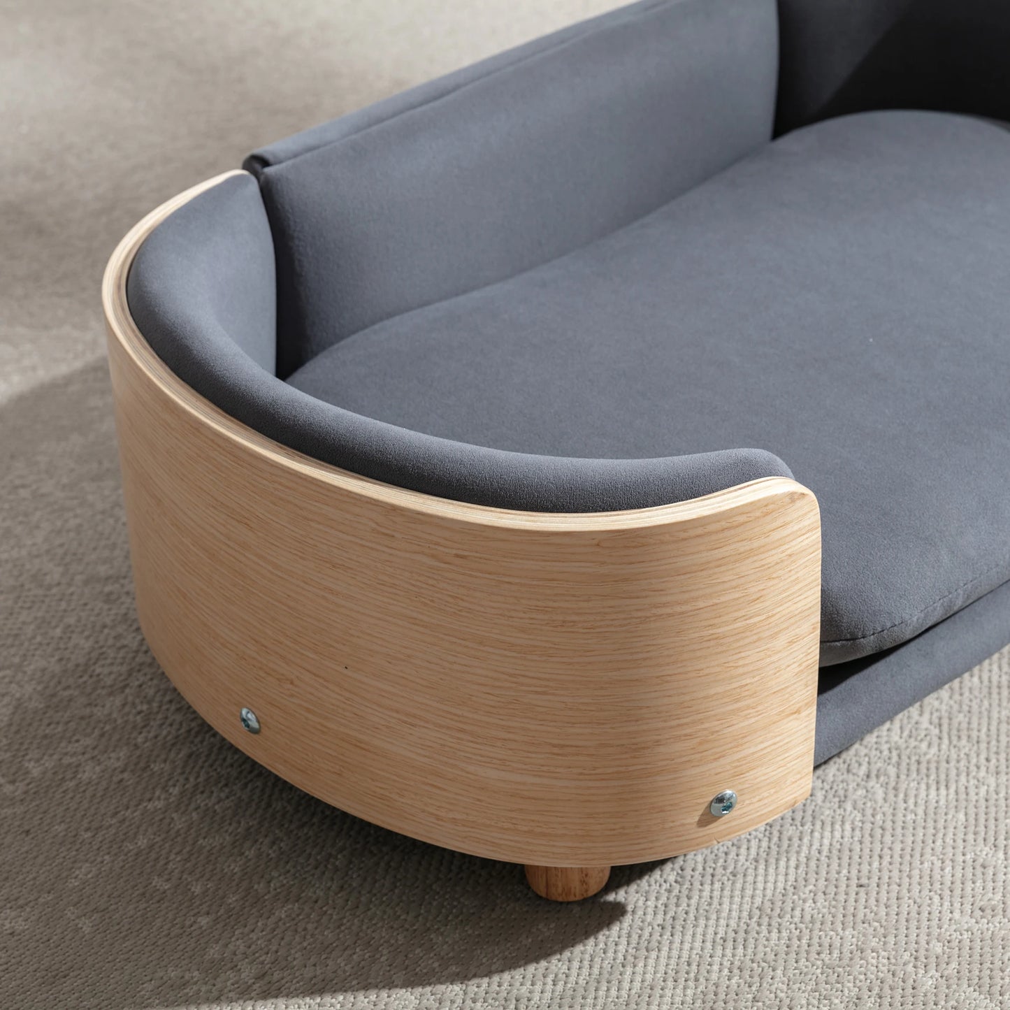 Modern Pet Sofa Bed with Wooden Frame and Soft Cushion, Raised Lounge Bed for Small Dogs and Cats