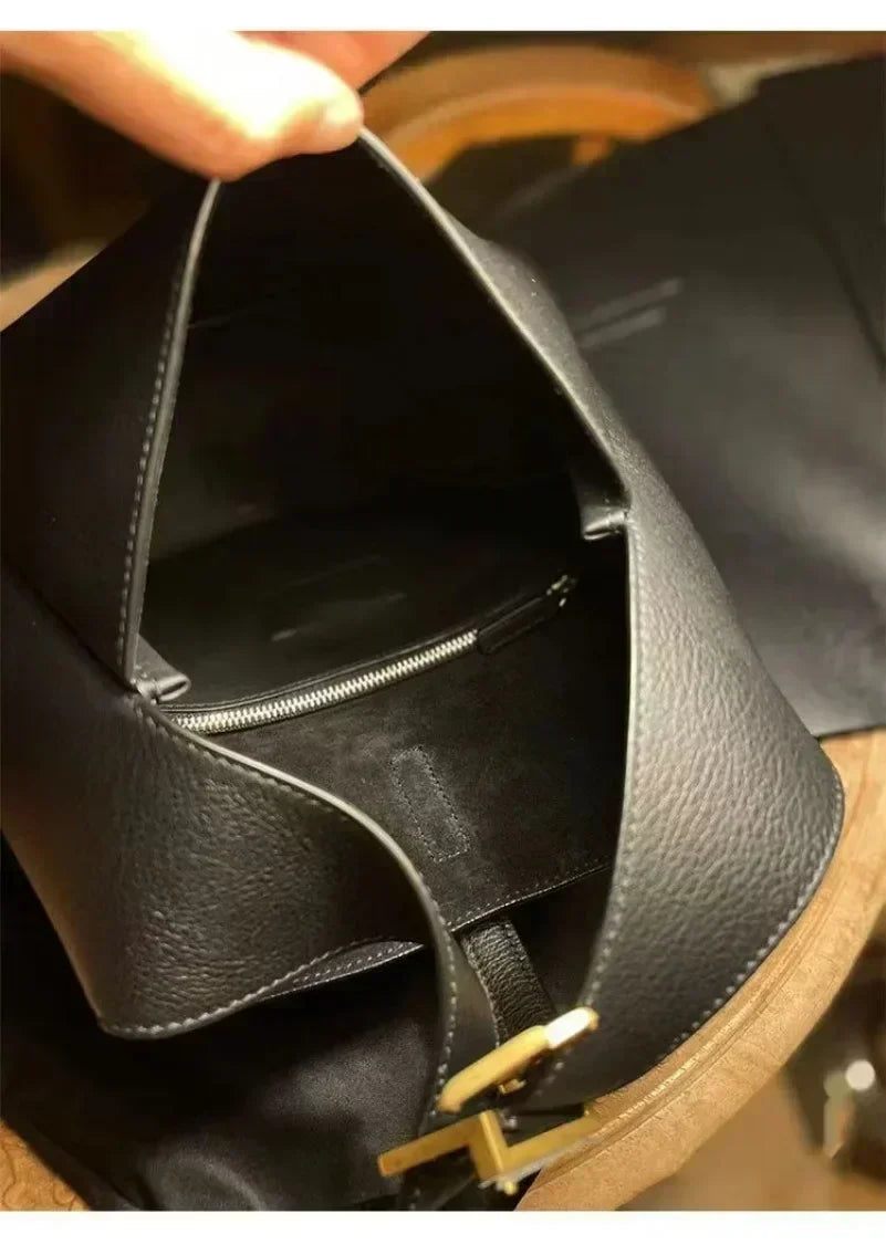 Shiny Leather Bucket Bag For Women Crossbody Tote 2-In-1 Purse